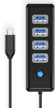 USB-C хаб Orico 4 x USB 3.1 Чорний (PW4U-C3-015-BK-EP)