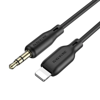 Аудиокабель BOROFONE BL18 iP to 3.5mm male, silicone, 1m, Black 6941991101045