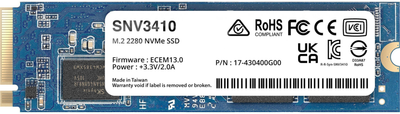 Dysk SSD Synology SNV3410 400GB M.2 NVMe PCIe 3.0 x4 3D NAND (TLC) (SNV3410-400G)