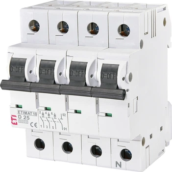 Автоматичний вимикач ETIMAT 10 3p+N D 25А (10 kA) ETI (2156718)