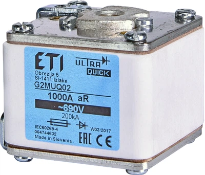 Предохранитель G2MUQ01/630A/1000V aR (200 kA) ETI (4304628)