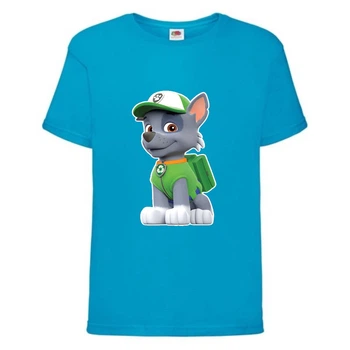 Футболка детская Щенячий патруль (Paw Patrol) голубая (rocky-blue) размер 104 см
