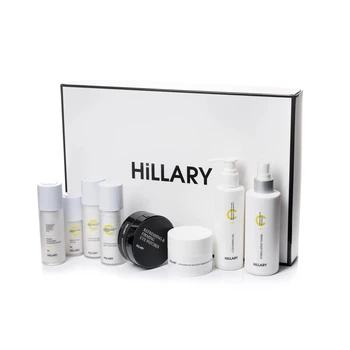 Подарунковий набір для комплексного догляду за шкірою з вітаміном С Hillary Vitа С Perfect Care: Крем-флюїд + Сироватка для вирівнювання тону шкіри + Тонік + Гель для вмивання + Крем для повік + Патчі + Маска для рівного тону шкіри + СПФ SPF 30 K-11-100