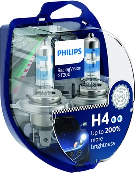 Автолампа Philips H4 12342RGTS2 RacingVision GT200 +200% 12V 60/55W (P43t-38) S2 (блістер) (шт.)