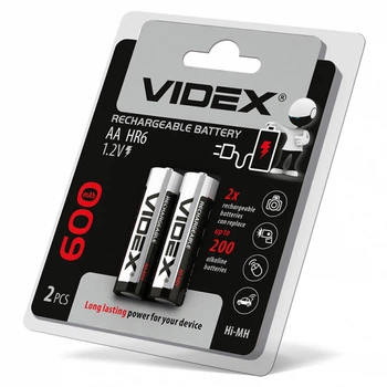 Акумулятори Videx HR6/AA 600mAh double blister/2шт (HR6/600/2DB)
