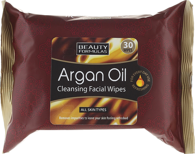 Oczyszczające chusteczki z olejkiem arganowym Beauty Formulas 30szt. (5012251012294)