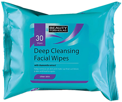 Głęboko oczyszczające chusteczki do twarzy Beauty Formulas 30szt. (5012251009362)