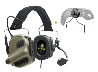 Наушники электронные активные тактические для защиты слуха для спецслужб KOMBAT M32 Оливковый (OR.M_3800)