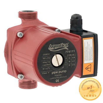 Насос циркуляційний Aquatica 774132 100Вт Hmax 6м Qmax 75л/хв Ø1½" 180мм + гайки Ø1"