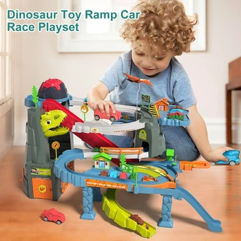 Детская парковка-трек 5505 "Dinosaur Hill" Автоматический подъемник, подсветка