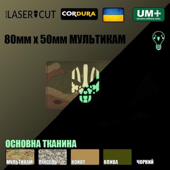 Шеврон на липучці Laser Cut UMT Герб каратель 80х50 мм Люмінісцентний/Мультикам