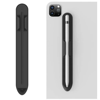 Магнитный клеящийся силиконовый держатель для стилуса Apple Pencil 1st / 2nd Черный