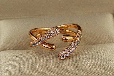 Кільце Xuping Jewelry подвійна рогатка р 18+ золотисте