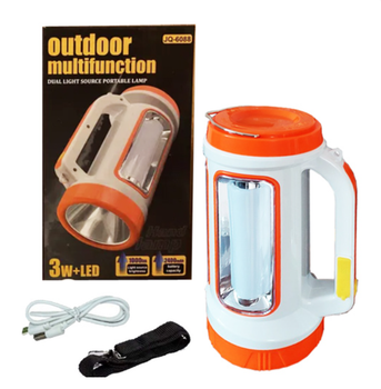 2 в 1 Аккумуляторный фонарь JQ-6088 - кемпинговый светильник c Power Bank Бело/Оранжевый