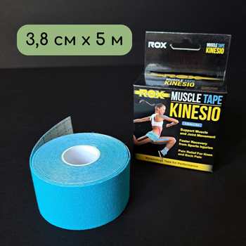 Кинезио тейп лента для тейпирования спины шеи тела 3,8 см х 5 м Kinesio tape SP-Sport Голубой (5503-3_8)