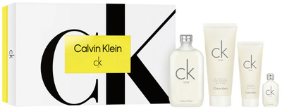 Zestaw unisex Calvin Klein Ck One Eau De Toilette Spray 200 ml + Balsam do ciała 200 ml + Żel pod prysznic 100 ml + Miniatura 15 ml (3616302029761)