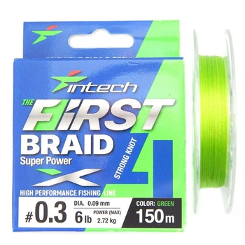 Шнур плетеный Intech First Braid X4 Green 150m (2.0 (27lb/12.3kg)),FS0649462