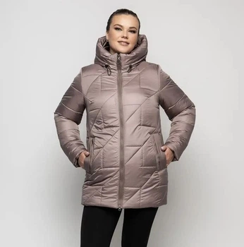 Женская куртка большого размера зимняя UF-fashion ЛР-169-1 52 бежевый