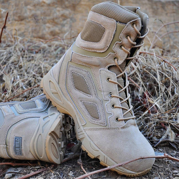 Мужские замшевые Ботинки Han-Wild Outdoor на резиновой подошве / Демисезонные Берцы койот размер 42