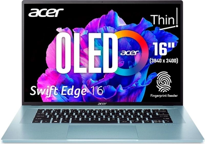 Ноутбук Acer Swift Edge 16 SFE16-42-R9XQ (NX.KH5EU.002) Glacier Blue / AMD Ryzen 5 7535U / RAM 16 ГБ / SSD 512 ГБ / Подсветка клавиатуры