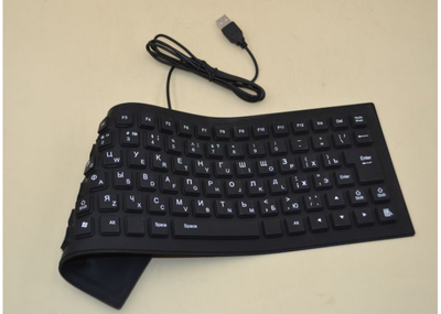Гибкая клавиатура UKC X3 силиконовая водонепроницаемая USB подключение Черная (11734)