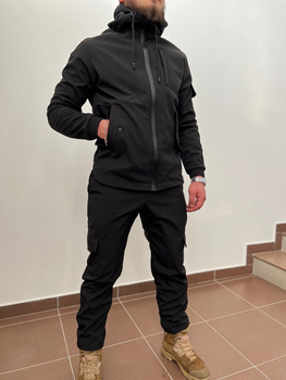Тактичний водовідштовхувальний костюм із матеріалу Softshell (куртка + штани) 2XL, Чорний