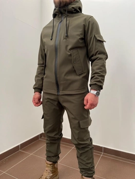 Тактический водоотталкивающий костюм из материала Softshell (куртка+штаны) XL, Хаки