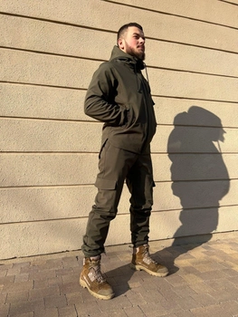 Тактичний водовідштовхувальний костюм із матеріалу Softshell (куртка + штани) L, Хакі