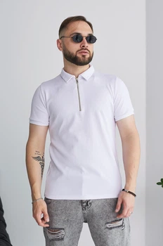 Поло с молнией белое 3XL