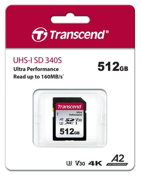 Карта пам'яті Transcend SD 512GB C10 UHS-I U3 A2 R160/W90MB/s 4K