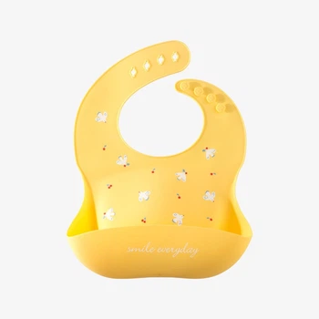 Слинявчик силіконовий Kiddie Widdie з кишенькою White bird cherry Жовтий