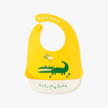Слинявчик силіконовий Kiddie Widdie з кишенькою Crocodile`s compani Жовтий