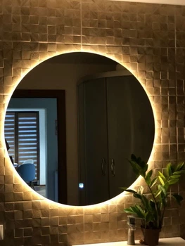 Зеркало круглое настенное с LED подсветкой для гостиной, спальни, ванной 50 см