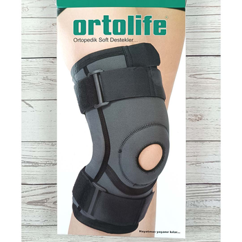 Бандаж на коліно з силіконовим кільцем та шарнірами та ременями Ortolife Розмір XL (OL-2104)