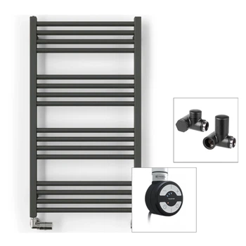Полотенцесушитель комбинированный Terma Fiona 900x530 Black mat, тен MOA + вентиль Integra