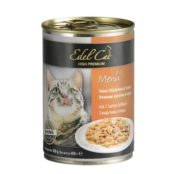 Консерви для кішок Edel Cat три види м'яса в соусі 400 г (4003024173046)
