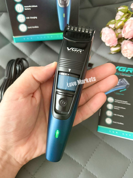 Аккумуляторная машинка для стрижки волос VGR V-052 триммер для бороды и усов с телескопической насадкой