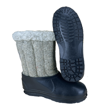 Валенки суконные меховые короткие с калошем Sanlin 70505-10 шитые бурки серые размер 38 (24.5-25 см)