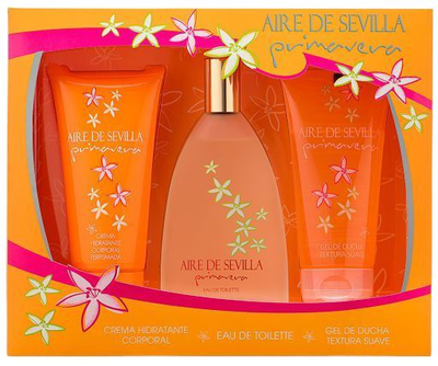 Zestaw damski Aire De Sevilla Primavera Eau De Toilette Spray 150 ml + Peeling do ciała 150 ml + Krem nawilżający 150 ml (8411047135822)