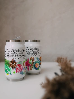 Термос с трубочкой Marmyza Merry Christmas - 300 мл
