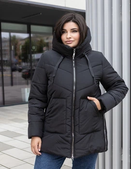 Женская зимняя куртка с капюшоном MODA 100017 50 Черный (М-100017/1 B )