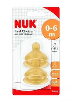 Соска FirstChoice латексна NUK для молочної суміші 0-6 місяців 2 шт (88474)