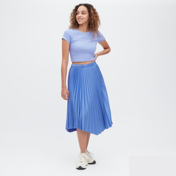 Спідниця Uniqlo SATIN PLEATED розмір S блакитна (456442)