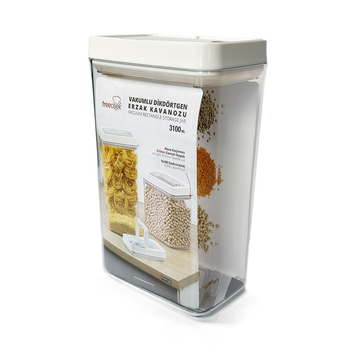 Контейнер для сыпучих продуктов вакуумный 3,1 л, прямоугольный, пластик OKYANUS