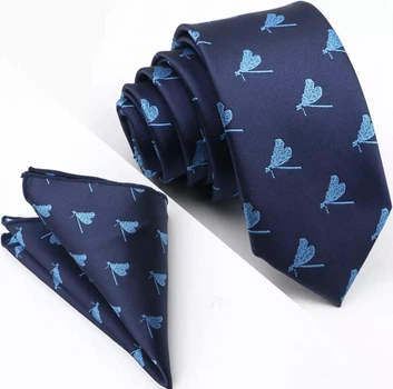 Галстук Bow Tie House темно-синий с стрекозой +платок 20337