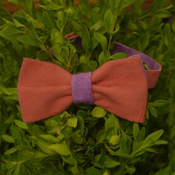 Галстук-бабочка Bow Tie House Basic льняная двухсторонняя (персиковый;фиолетовый) 05947