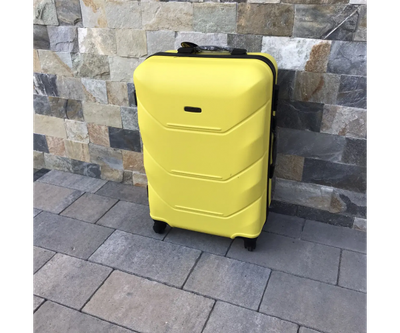 Валіза дорожня на колесах середня 61л Wings Жовтий ABS Plus пластик кодовий замок TSA та телескопічна ручка