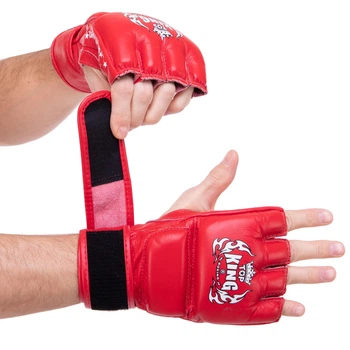 Перчатки для смешанных единоборств MMA кожаные TOP KING Super TKGGS размер: S Цвет: Красный