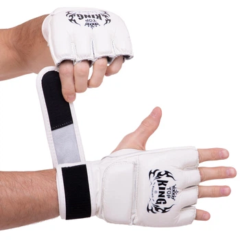 Перчатки для смешанных единоборств MMA кожаные TOP KING Super TKGGS размер: S Цвет: Белый