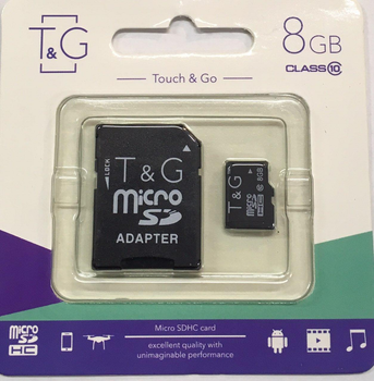 Карта памяти 8Gb micro SDHC, , Class 10, T&G, SD адаптер (TG-8GBSDCL10-01) (8GBSDCLKRPM) IS33